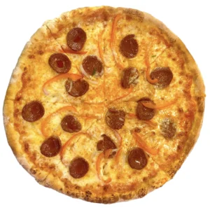 Pizza Istanbul Saucisson turc, oignons, champignons, poivrons rouges