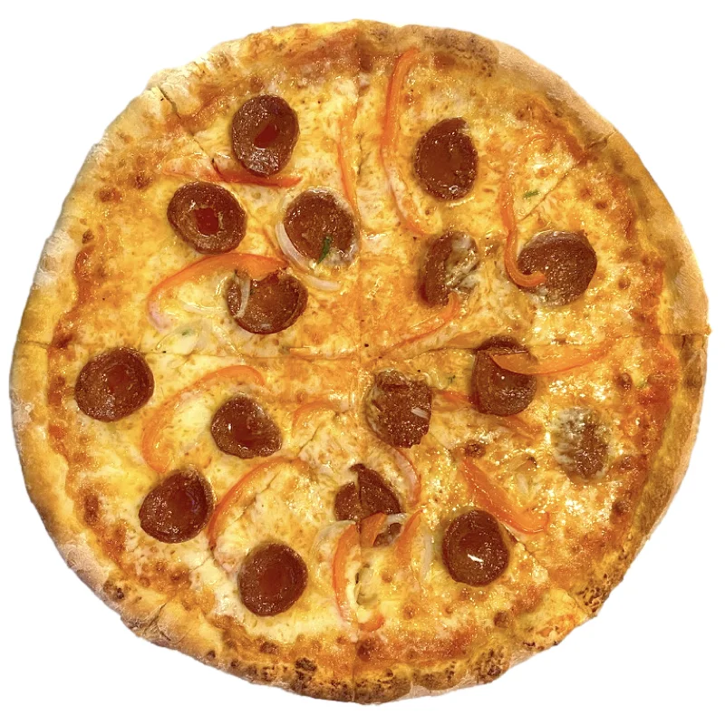 Pizza Istanbul Saucisson turc, oignons, champignons, poivrons rouges